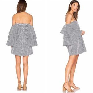 Faithfull the Brand Phi Phi Off the Shoulder Dress Soho Stripe Print Nav…